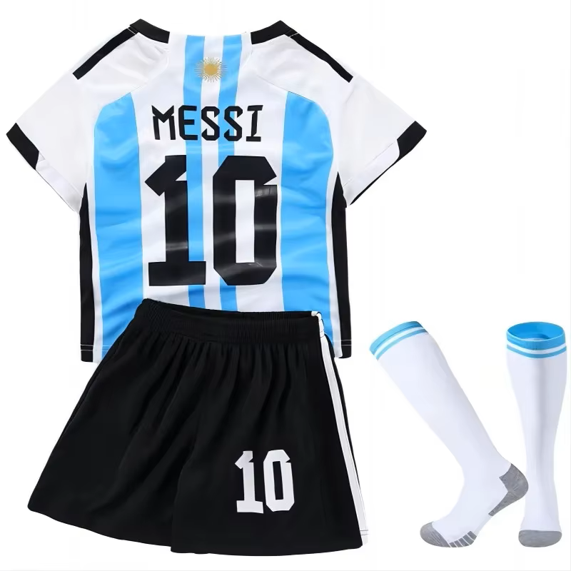 Youth 3 Piece Football Jersey Messi Jersey #10 Argentina 3 Piece