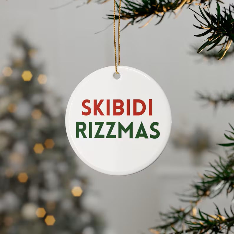 Skibidi Rizzmas Teenage Meme Christmas Ornament